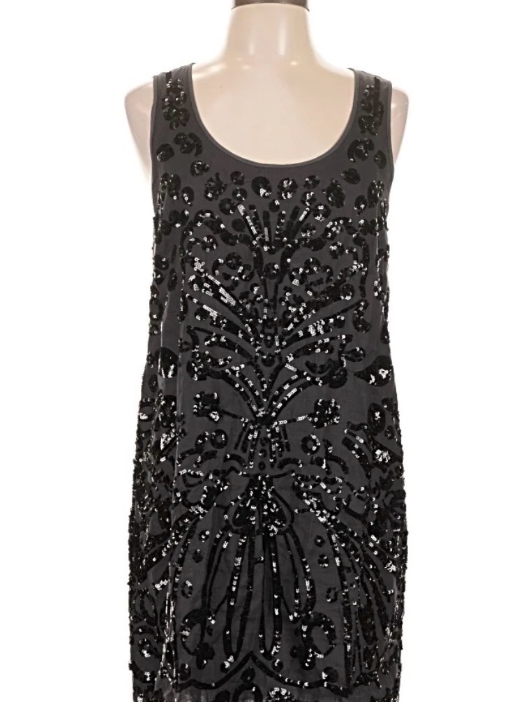 Calypso St. Barth Black Linen Sequin Cocktail Dress